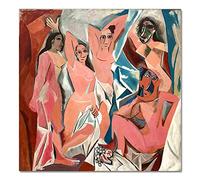 XIANGPEIFBH Célèbre Les Demoiselles d'Avignon par Picasso Peinture sur Toile Reproductions d'œuvres d'art Tableau d'art mural pour décoration de salon 70x70cm(28x28in) Cadre intérieur