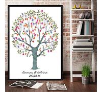 XIANGPEIFBH Empreinte Digitale Toile Peinture Livre d'or Signe Souvenir Arbre Plante Anniversaire Mariage événement baptême fête décoration 60x90 cm sans Cadre