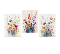 XIANGPEIFBH Ensemble de 3 affiches aquarelles de fleurs sauvages, impression sur toile décorative pour chambre ou salon (20x30cm/8x12in) x3 Sans cadre