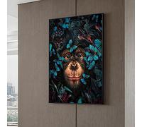 XIANGPEIFBH Fleur Singe Animal Abstrait Toile Art Nordique Peinture Affiches et Gravures Scandinave Mur Photo Salon Décor 70x90cm (28x35inch) Cadre Intérieur
