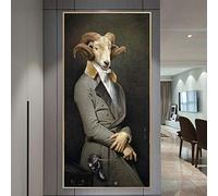 XIANGPEIFBH Gentleman chèvre en Costume décor à la Maison Affiche et Impressions Vintage drôle Animal Toile Peinture sur Mur Art pour Salon 70x140 cm sans Cadre