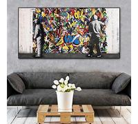 XIANGPEIFBH Graffiti Art Peintre Artiste Moderne Rue Mur Photos Banksy Peintures sur Le Mur Toile Affiches Imprimer pour La Décoration Intérieure 80x160cm (32''x63'') Sans Cadre