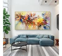 XIANGPEIFBH Grande Peinture Abstraite Art Coloré Bloom Fleur Affiche Toile Peinture Pour Salon Mur Art Photos Décor À La Maison 70x140cm(28''x55') Cadre Doré