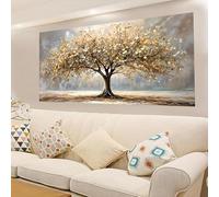 XIANGPEIFBH Grande toile abstraite représentant un arbre de vie doré, affiche murale, décoration de chambre à coucher, salon, décoration d'intérieur moderne (65x130cm, cadre intérieur)