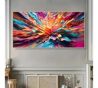 XIANGPEIFBH Impression sur toile abstraite bohème vibrante - Design abstrait moderne et coloré, décoration d'intérieur contemporaine, œuvre d'art giclée 40x80cm/16x32 pouces avec cadre intérieur