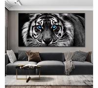 XIANGPEIFBH Impression sur toile moderne, peinture de tête de tigre en noir et blanc, affiches décoratives pour la maison (70x140cm/sans cadre)