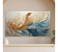 XIANGPEIFBH Impression sur toile, tableau abstrait moderne représentant une plume dorée, art sur toile, affiches et impressions pour la décoration intérieure, œuvre d'art giclée 70x140cm Sans cadre