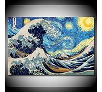 XIANGPEIFBH «La Nuit étoilée» Oeuvre d'art Peinture Murale Art La Grande Vague au Large de Kanagawa Affiches et Impressions sur Toile Décor à la Maison Moderne 70x100cm (28 "x39) sans Cadre