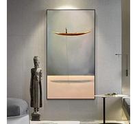 XIANGPEIFBH Moderne Fantasy Lonely Thinker et Golden Boat Posters et Impressions Toile Peinture Wall Art pour Salon Home Decor 60x120cm(24x47in) Cadre Intérieur