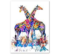 XIANGPEIFBH Mur Art Aquarelle Girafe Peinture sur Toile Affiche Nordique Et Imprimer Animal Mur Photo Photo Décor À La Maison-50x70cm avec Cadre