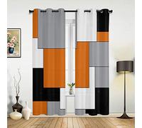 XIANGPEIFBH Orange Noir Gris Abstrait Fenêtre Rideaux pour Salon Chambre Cuisine Fenêtre Traitements Décor À La Maison Rideaux 100(W) x(H) 245cmx2pcs