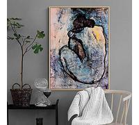 XIANGPEIFBH Peinture sur Toile Abstraite Maison Rouge Bleu Femmes Nues par Pablo Picasso Affiches et Gravures Image Murale pour Salon 50x70cm(20x28inch) Cadre Intérieur