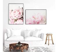 XIANGPEIFBH Rose Pivoine Fleur Toile Affiche Nordique Blush Floral botanique Impression Murale Art Peinture scandinave décoration Photo Chambre décor 50x70cmx2pcs sans Cadre