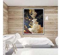 XIANGPEIFBH Silhouette d'amour de Couple Romantique avec Impression Murale d'art en Or, Peinture sur Toile Abstraite, Maison pour Salon, décoration Murale, 30 x 42 cm (12 "x 17")