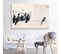 XIANGPEIFBH Street Graffiti Artwork Affiche et Impression Banksy Pigeons Racistes Toile Peintures Décoration de La Maison Mur Art Photo Décor 70x105cm(28x41inch) Cadre Intérieur