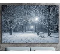 XIANGPEIFBH Tableau d'art hivernal représentant des arbres enneigés, une grande toile décorative pour la maison, un chemin enneigé et une toile de neige. 70x100cm(28x40inch) Cadre interne