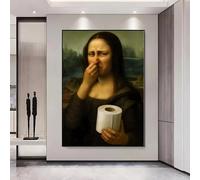 XIANGPEIFBH Tableau humoristique Mona Lisa se bouchant le nez, affiche HD sur toile, décoration murale pour couloir, salle de bain (30x50cm/sans cadre)