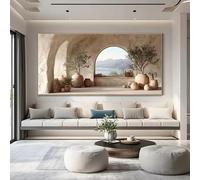 XIANGPEIFBH Tableau mural extra large de style côtier moderne, sans cadre, représentant la mer Méditerranée et un olivier, idéal pour la décoration du salon 70x140cm/28x55in