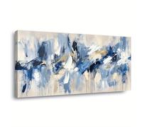 XIANGPEIFBH Toile murale abstraite bleu-blanc, tableau moderne pour salle de bain, salon, chambre, bureau, cuisine, décoration d'intérieur, 40x60cm (16x24in), sans cadre