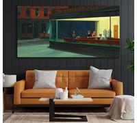 XIANGPEIFBH Toile Nighthawks, Décoration murale géante sur toile, Œuvre d'Edward Hopper, Tableau Nighthawks, Edward Hopper, Nighthawks 60x130cm(24x52inch) Cadre interne