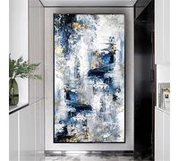 XIANGPEIFBH Toile Peinture Moderne Abstrait Mur Art Blanc Bleu Vertical Décoration Murale Peinture Pour Salon Décor 60x145cm (24''x57'') Cadre Intérieur