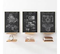 XIANGPEIFBH Vintage Affiche caméra Brevet Toile Peinture Mur Art Antique caméra Art rétro Mur Photos Photographie décoration 30x40cmx3pcs sans Cadre