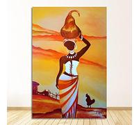 XIANGPEIFBH Wall Art Toile Peinture Affiche Pour La Décoration Intérieure Affiches Et Gravures Images Décoratives Femmes Africaines Vie Style Vintage 40x70cm (16''x28'') Sans Cadre