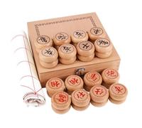 Xiangqi Jeu d'échecs chinois en bois de hêtre, 4 cm de diamètre, avec échiquier et boîte en bois