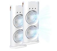 XIANGSHI Bullseyeair Portable Double Fan, 2025 New 3 in 1 GetBullseye Air Fan, Bullseyeair Rechargeable Misting Fans, Double Window Fans with 3-Speed, LED & Remote for Home, Office, Bedroom (2PCS)