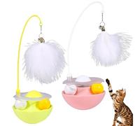 XIANGSHI Celery Pets Wobble Pet Toy with Feather & Catnip, 2025 New Tumbler Interactive Cat Toy with Bells, Safe Durable Dual Rolling Balls Rotate 360° for All Breeds of Cats (Yellow+Pink,2*Pcs)