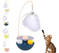 XIANGSHI Celery Pets Wobble Pet Toy with Feather & Catnip, 2025 New Tumbler Interactive Cat Toy with Bells, Safe Durable Dual Rolling Balls Rotate 360° for All Breeds of Cats (Blue,1*Pcs)