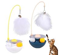 XIANGSHI Celery Pets Wobble Pet Toy with Feather & Catnip, 2025 New Tumbler Interactive Cat Toy with Bells, Safe Durable Dual Rolling Balls Rotate 360° for All Breeds of Cats (Blue+White,2*Pcs)