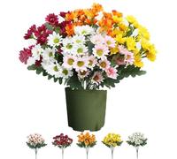 XIANGSHI Ortasthard Artificial Mums for Outdoors Fall, Artificial Outdoor Sunset Mums Flowers - UV Resistant, Waterproof, Windproof, Fall Faux Flower Decor, No Faded & Look Real (Mixed,20*bunchs)