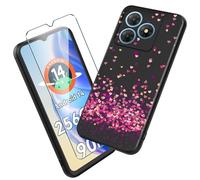 Xiangyun Coque pour Blackview Wave 8/Wave 8C/Oscal Flat 2/Oscal Flat 2C Cover avec 1 pièce Protection écran Verre Trempé - Silicone Bumper Noir Gel TPU Souple Housse Etui Protection Case (6.56" WM85)