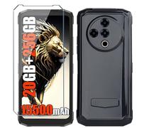 Xiangyun Coque pour Doogee Fire 6 Power Cover avec 1 pièce Protection écran Verre Trempé - Silicone Bumper Noir Gel TPU Souple Housse Etui Protection Case (6.56")