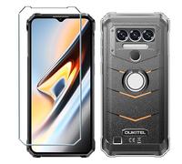 Xiangyun Coque pour Oukitel WP38 Cover + Film de Verre Trempé Protection écran + Anneau de Support - Transparent Silicone Bumper TPU Souple Housse Etui Protection Case (6.52" Clear)