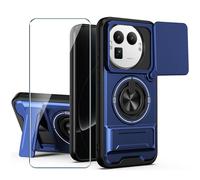 Xiangyun Coque pour Realme GT 8 Pro 5G (6.79") avec Verre Trempé, Étui de Protection Militaire Résistante Aux Chocs avec Cache-caméra Coulissant et Anneau Métallique 360° - Bleu