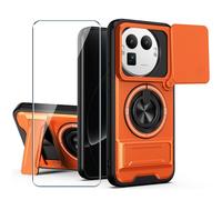 Xiangyun Coque pour Realme GT 8 Pro 5G (6.79") avec Verre Trempé Protection Écran, Étui de Protection Militaire Résistante Aux Chocs avec Cache-caméra Coulissant et Anneau Métallique 360° - Orange