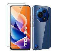 Xiangyun Coque pour TCL 605 Etui avec Film de Verre Trempé Protection écran, Transparent Anti-Vibration et Glisse Silicone Bumper TPU Souple Cover Housse Clear Case (6.67")