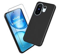 Xiangyun Coque pour Vivo X200 FE 5G Cover avec 1 pièce Protection écran Verre Trempé - Silicone Bumper Noir Gel TPU Souple Housse Etui Protection Case (6.31")