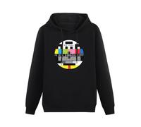 XiangZai No Signal Hoody Unisex Ptinted Hoodies Long Sleeve Men's Hooded with Pocket Black XL