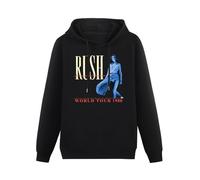 XiangZai Rush World Tour 1980 Hoody Unisex Ptinted Hoodies Long Sleeve Men's Hooded with Pocket Black L