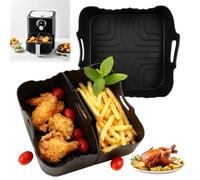 XIANJIA 3 Pièces Moule Silicone Air Fryer, Plat Silicone Airfryer, Plat pour Air Fryers, Reusable Square Fryer Mould pour Philips 6.2l Na230, Ninja Airfryer, Microwave, Oven