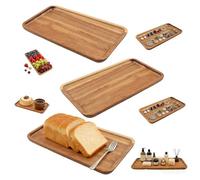 XIANJIA 3 Pièces Plateau en Bois, Planche Apéro Boiss 19 X 10.5 Cm, Wooden Serving Tray, épaisseur 15mm, Plateau Bois for Serving Food, Bathroom, Tabletop, Storage, Déco Maison & événements
