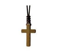 Xianli Wang Bois Naturel Sandal Croix Pendentif Collier Pour Hommes Femmes en Bois Solide Christian Baptême Noël Pâques Prière Foi Confirmation Anniversaire Cadeau Voiture Rétroviseur Miroir Suspendu
