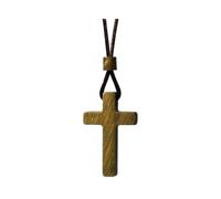 Xianli Wang Bois Naturel Sandal Croix Pendentif Collier Pour Hommes Femmes en Bois Solide Christian Baptême Noël Pâques Prière Foi Confirmation Anniversaire Cadeau Voiture Rétroviseur Miroir Suspendu