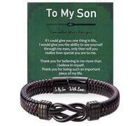 XIANNVXI Bracelet infini avec boîte, bracelet en cuir personnalisé pour homme, cadeau d'anniversaire pour mari/fils, Cuir