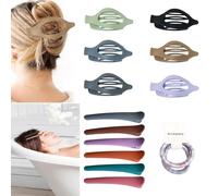 XianRenDG Lot de 14 pinces à cheveux pour femme - Accessoires pour cheveux comprenant 6 crocodiles pour cheveux épais, 6 accessoires pour cheveux fins, 2 élastiques à cheveux (basique)