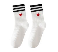 xianshi Chaussettes Cœur, Coton Blanc, Unisexe, 39-42, Tennis, Loisirs (Décontracté), 2 Unités