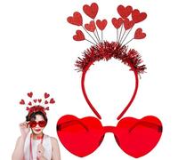 xianshi Lot de 2 costumes de cupidon pour femme, serre-tête en forme de cœur, serre-tête rouge, avec lunettes, accessoires de costume d'amour, serre-tête cœur, convient pour la Saint-Valentin, la fête